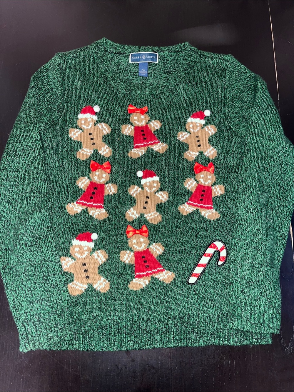 Karen Scott ugly christmas sweater petites womens color green 100% acrylic 92054